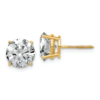 14K Yellow Gold 4ct. 8.0mm Round G H I True Light Moissanite Screwback Earrings