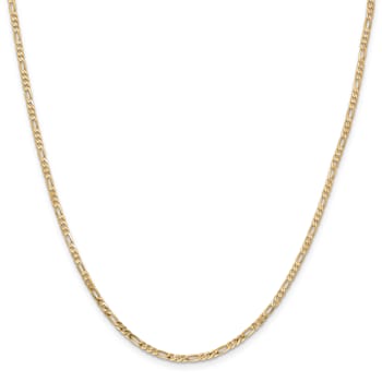 14K Yellow Gold 2.25mm Flat Figaro Chain Necklace