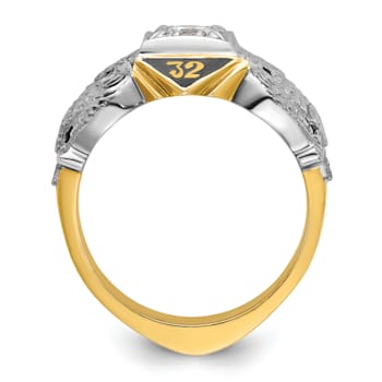 10K Two-tone Yellow and White Gold with Enamel and Diamond 32nd Scottish
Rite Masonic Ring 0.5ct