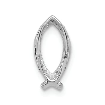 Rhodium Over 14k White Gold Diamond Ichthus Chain Slide Pendant