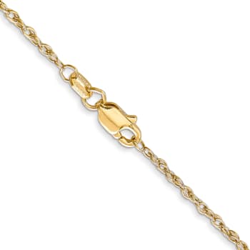 18K Yellow Gold 1.3mm Solid Baby Rope 16 Inch Chain