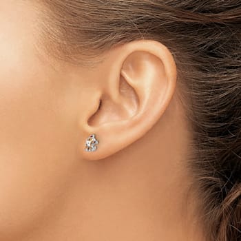 Rhodium Over Sterling Silver Multicolor Enamel Dog Children's Post Earrings