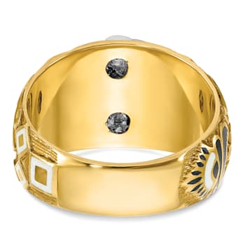 10K Two-Tone Yellow and White Gold Men's Textured and Enameled Masonic
Blue Lodge Ring