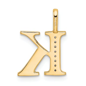 14K Yellow Gold Diamond Letter K Initial Pendant
