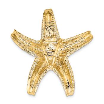 14k Yellow Gold Textured Starfish Slide Pendant