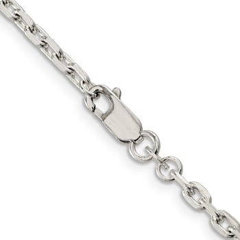 Sterling Silver 3.25mm Beveled Oval Cable Chain Bracelet