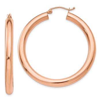 14k Rose Gold Polished 1 9/16" Tube Hoop Earrings