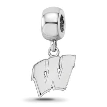 Sterling Silver Rhodium-plated LogoArt University of Wisconsin Small
Dangle Bead