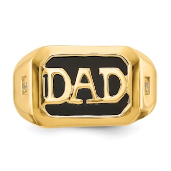 14K Yellow Gold AA Diamond Men's Onyx Dad Ring