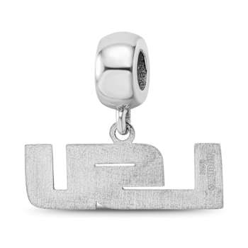 Sterling Silver Rhodium-plated LogoArt Louisiana State University Small
Dangle Bead