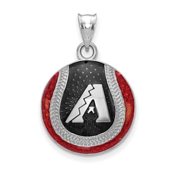 Rhodium Over Sterling Silver MLB LogoArt Arizona Diamondbacks Enameled Pendant