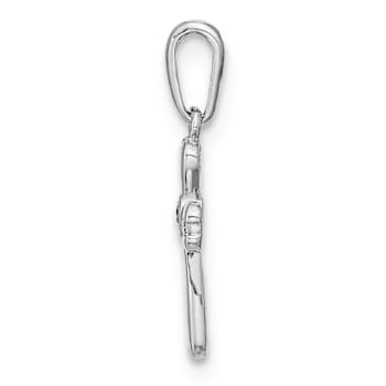 Rhodium Over 14k White Gold Cubic Zirconia Cross Pendant
