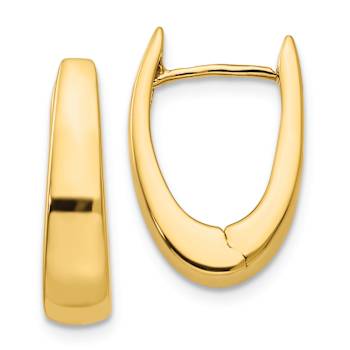 14k Yellow Gold Polished Hinged Hoop Earrings