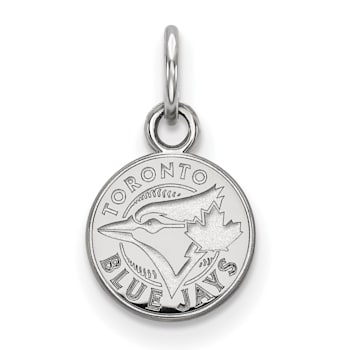 Rhodium Over Sterling Silver MLB Toronto Blue Jays LogoArt Circle Pendant