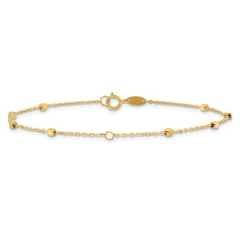 14K Yellow Gold Polished Cube Stations Bracelet