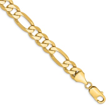 10k Yellow Gold 8.75mm Flat Figaro Link Bracelet