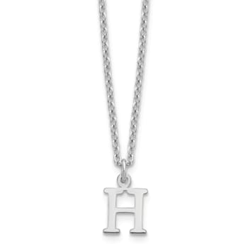 Rhodium Over Sterling Silver Cutout Letter H Initial Necklace