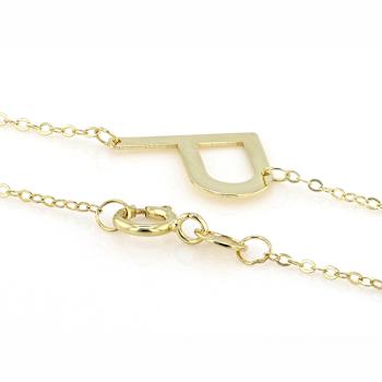 Sideways Initial P Necklace In Solid 14K Yellow Gold 18 Inch