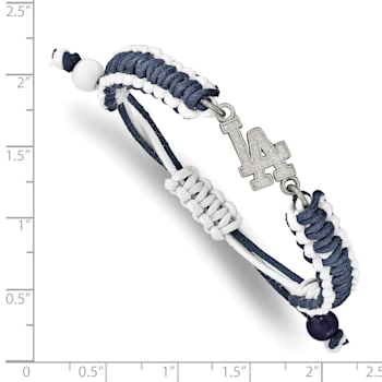 Stainless Steel MLB LogoArt Los Angeles Dodgers Adjust. Cord Bracelet