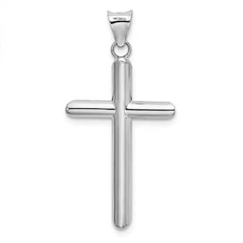 Rhodium Over 14k White Gold 3D Cross Pendant