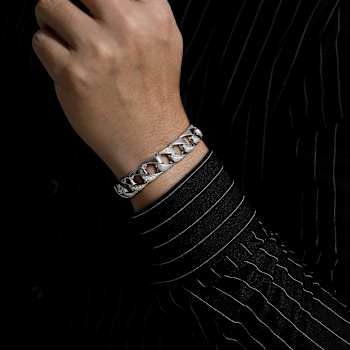 Interwoven CZ Pave Statement Bracelet In Sterling Silver