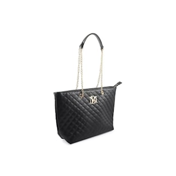 Badgley Mischka Large Quilted Tote in Black.