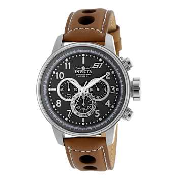 Invicta S1 Rally 48mm Gunmetal Dial Leather Band Quartz Watch