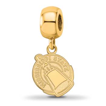 14K Yellow Gold Over Sterling Silver LogoArt Mississippi State
University Small Dangle Bead