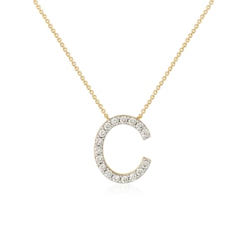 Lab-Grown Diamond Initial C Necklace In 14K Gold Over Sterling Silver 0.50ctw