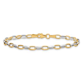 14k Two-tone Gold 4mm Polished Open Link Bracelet