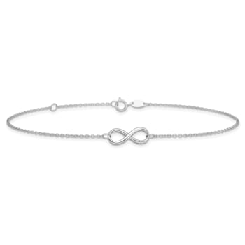 14K White Gold Polished Infinity with 1-inch Extension Anklet