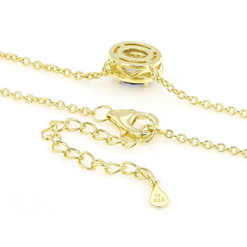 Blue Tanzanite Oval And White Zircon Station Necklace In 18K Gold Over
Sterling Silver 0.74ctw