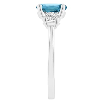 8mm Round London Blue Topaz And White Topaz Rhodium Over Sterling Silver
3-Stone Ring