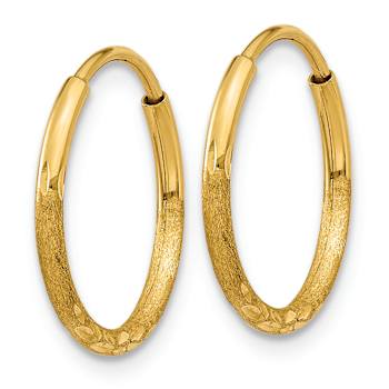 14k Yellow Gold Diamond-Cut 1/2" Endless Hoop Earrings