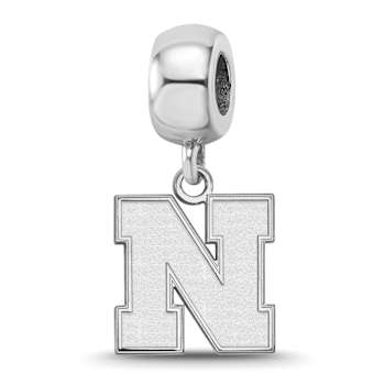 Sterling Silver Rhodium-plated LogoArt University of Nebraska Small
Dangle Bead