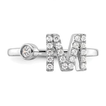 Rhodium Over 14K White Gold Lab Grown Diamond VS/SI GH, Initial M
Adjustable Ring