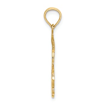 14k Yellow Gold Textured I Love You Mom pendant