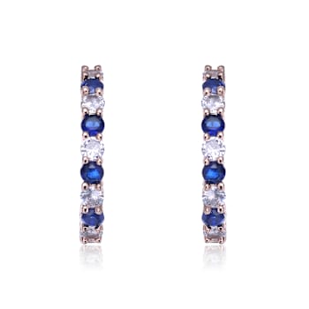 Sapphire Blue Cubic Zirconia, 18K Rose Gold Plated Over Brass Inside Out
Hoop Earrings 6.9ctw