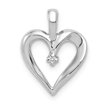 Rhodium Over 14k White Gold Diamond Heart Pendant