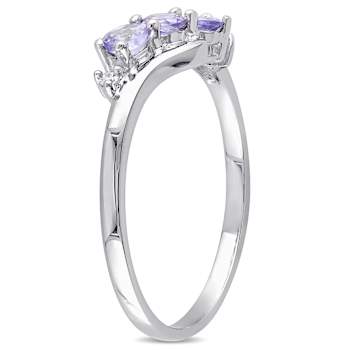 Tanzanite and Diamond 10K White Gold Ring 0.34ctw