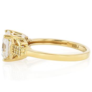 Diamond Simulant Square Octagonal Ring In 18K Gold Over Sterling Silver 3.49ctw