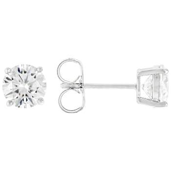 Classic Moissanite Hoop And Stud Earring Set In White Metal