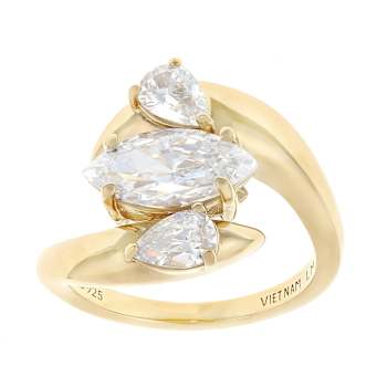 CZ Bypass Ring In 18K Gold Over Sterling Silver 4.09ctw