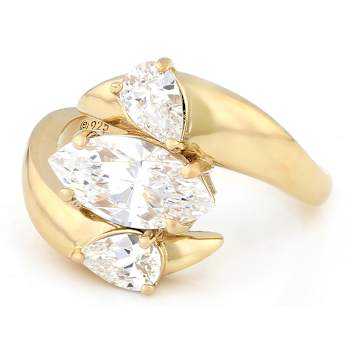 CZ Bypass Ring In 18K Gold Over Sterling Silver 4.09ctw