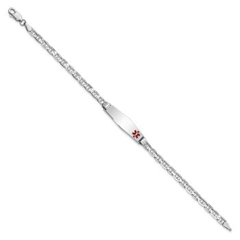 Rhodium Over 14k White Gold Medical Soft Diamond Shape Red Enamel
Mariner Link ID Bracelet