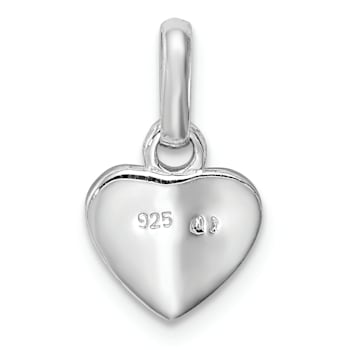 Rhodium Over Sterling Silver Pink Glitter Enameled Heart Children's Pendant