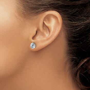 14K Yellow Gold 4ct. 8.0mm Round J-K Color Moissanite Earrings