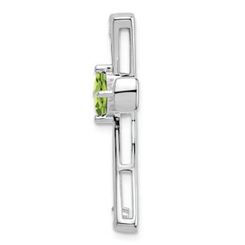 Rhodium Over 14k White Gold Peridot and Diamond Cross chain slide