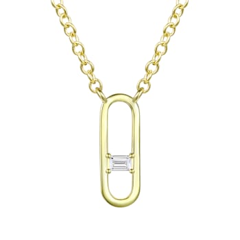 CZ Pave Station Necklace In 14K Gold Over Brass