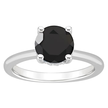 8mm Round Black Onyx With Diamond Accents Rhodium Over Sterling Silver
Hidden Halo Ring